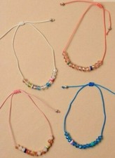 Clearance 4 ASSORTED COLOURED CORD ADJUSTABLE BEAD FACETED GLASS ANKLET