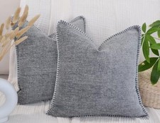 22x22 Pillow Covers Set of 2 Grey Soft Textured Chenille Comfy Cozy Large Cus...