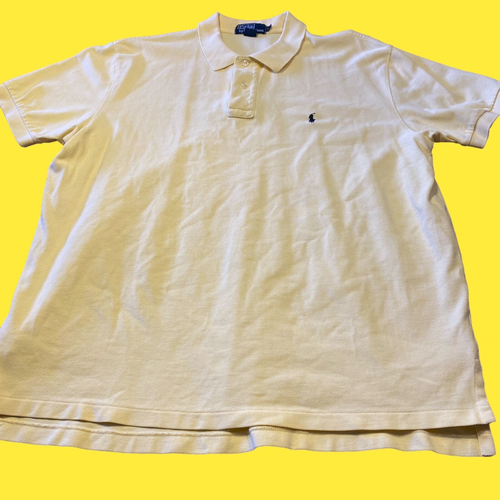 Polo Ralph Lauren camicia uomo XL pony logo giallo vintage cotone casual manica corta