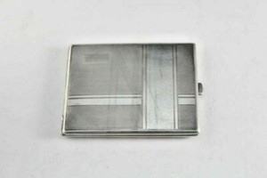 Vintage European Art Deco 800 Fine Silver Engine Turned Cigarette Case