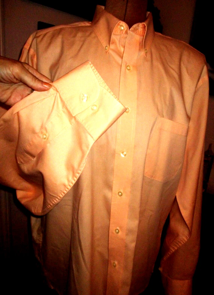 RLL Embroidered Cuff CHAPS Orange WRINKLE FREE Shirt/Size 17-17 1/2 36/37 XL - Image 2 of 4