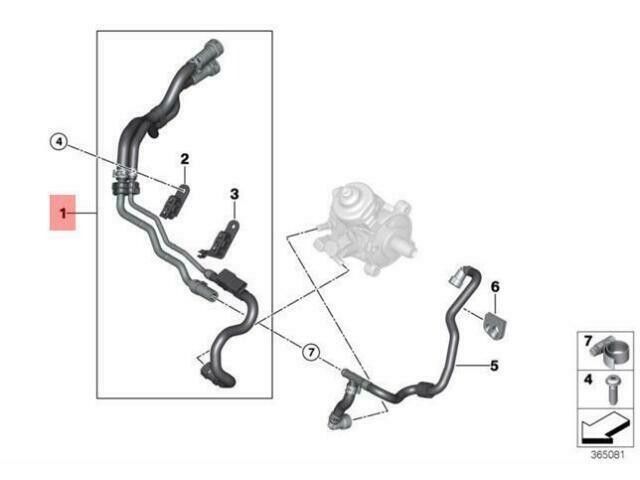 BMW F45 F46 F48 F54 F55 Engine Compartment Fuel Line Genuine 