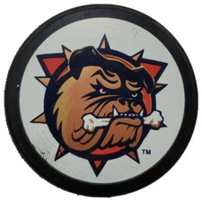 HAMILTON BULLDOGS AHL OFFICIAL HOCKEY PUCK VINTAGE VEGUM MFG. - SLOVAKIA