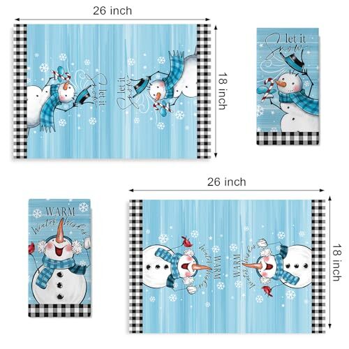 Warm Wishes Snowman Kitchen Dish Towels Set of 2, Let It Snow Buffalo Winter - Picture 3 of 7