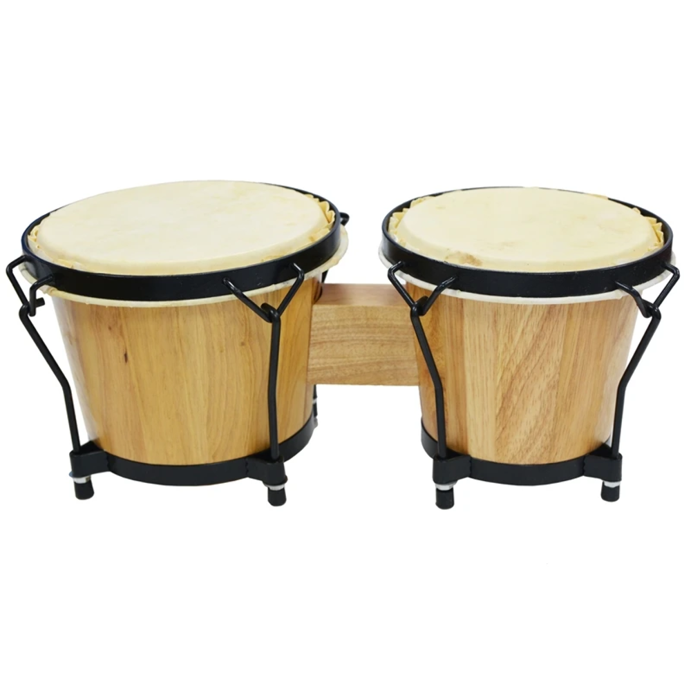 Bongos 7"" and 8"" Bongo Drums, with Natural Heads and Solid Wood Brace - A-Star