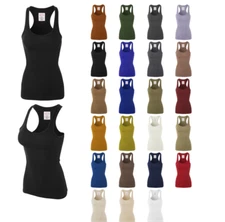 Slim Fit Scoop Neck Ribbed Stretchy Racerback Tank Tops