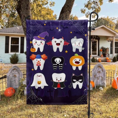 Dental Teeth Halloween Dentist Spooky Season Flag Graden Flag