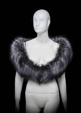 Natural Silver Fox Fur Stylish Scarf Boa Stole Shawl Collar Wrap