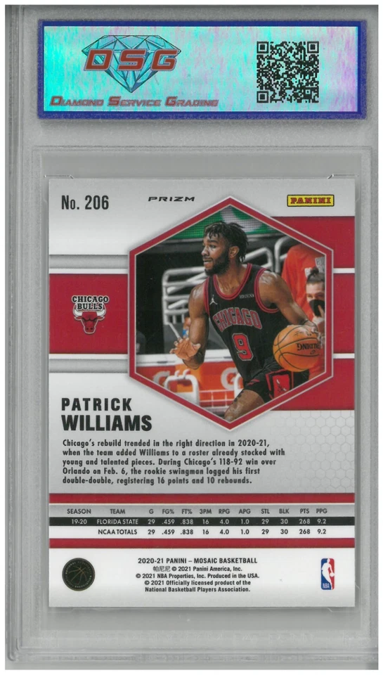 2020-21 Panini Mosaic PATRICK WILLIAMS #206 Genesis RC Rookie💎 DSG 9 Mint - Image 2 of 2
