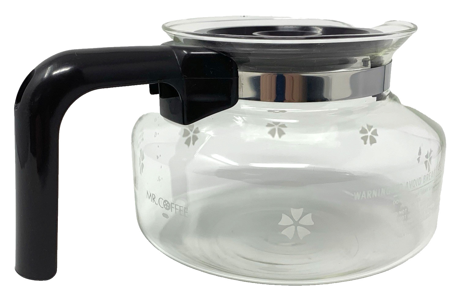 Vtg Mr Coffee 10 Cup Replacement Carafe With Flowers Black H
