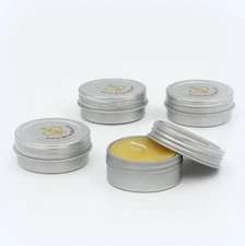 Set 100% Beeswax Tea Light in Flat Tin Container with Screwtop Cover, For Camp, 