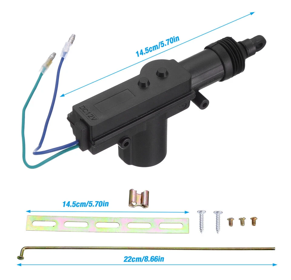 2X Motor actuador de cerradura de puerta eléctrica universal de plástico de alta resistencia 2 cables 12V negro Foto 2 de 4