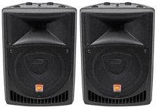 Pair Rockville Power Gig RPG8 8" Powered Active 800 Watt 2-Way DJ PA Speakers