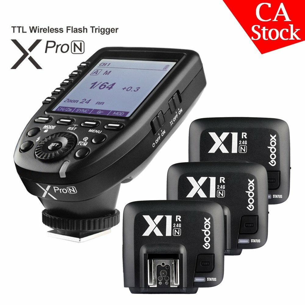 Godox XPro-N TTL Wireless Flash Trigger+3*X1R-N Receiver For Nikon  Camera