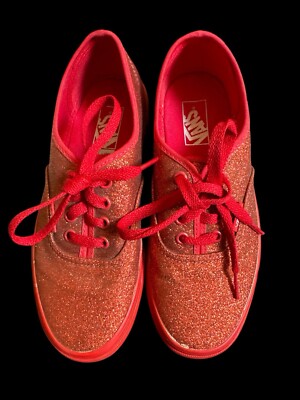 Rare Vans Off The Wall Red Shimmer Red Ruby Glitter Shoes