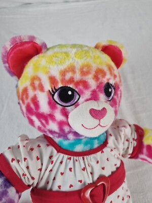 BUILD A BEAR *selten* Lisa Frank inspiriert Leopard Regenbogen Plüsch Liebe Herz T-Shirt