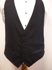 BLACK WORSTED WOOL 5 BUTTON FORMAL VEST WITH TWO FUNCTIONAL POCKETS