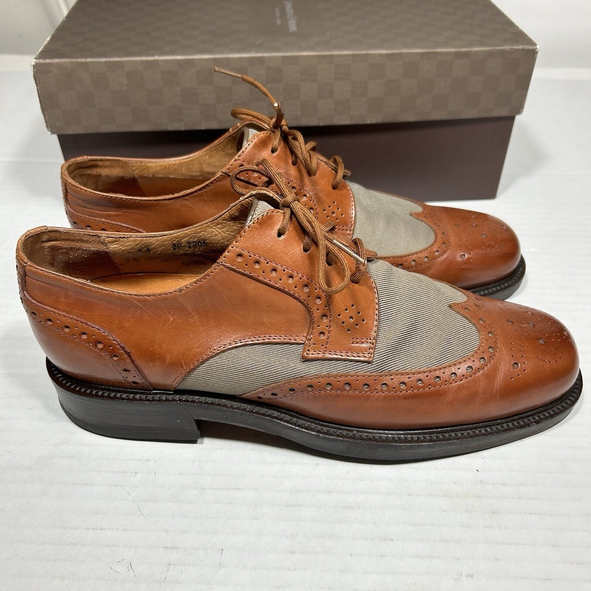 Johnston & Murphy Dattero Saddle Tan Wingtip Oxford Leather 