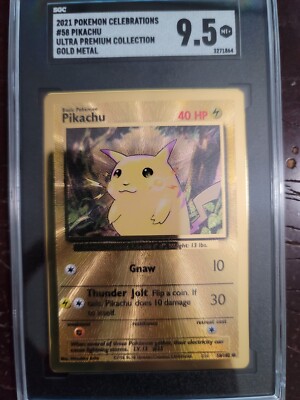 2021 Pokemon Celebrations #58 Pikachu UPC Gold Metal SGC 9.5 Mint+