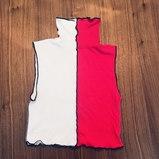 Nastygal Color Block Tank Top High Neck Pink And White Crop Top Size S/M