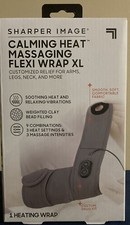 SHARPER IMAGE Calming Heat Massaging Flexi Wrap XL gray 3 heat settings new