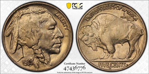 1938-D/D Buffalo Nickel 5C PCGS MS65