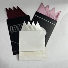 3 Vintage POCKET SQUARES 4 point- Custom folded  Sewn - Just Slip In Suit