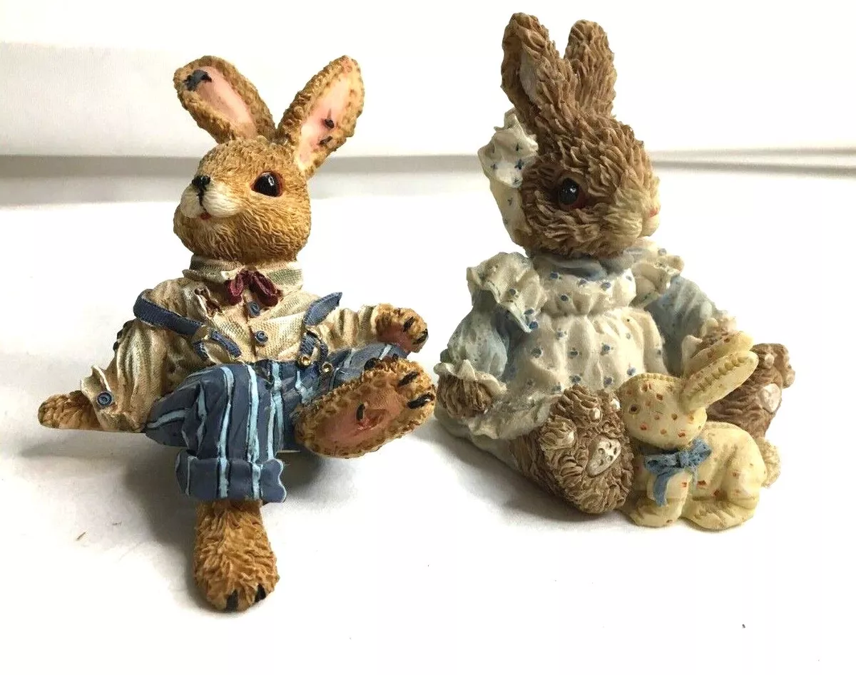 Boy Girl Bunny Rabbits Polyresin Figurines 3