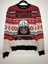 Star Wars Size Medium Christmas Sweater Darth Vader Santa Red White Unisex Warm