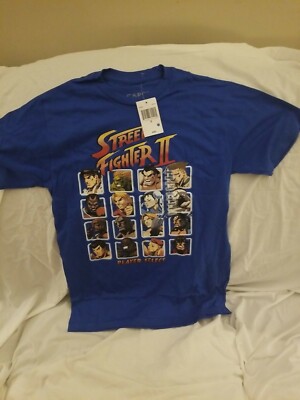 Street Fighter II Player Select Tee  Royal Blue T-Shirt Size Small