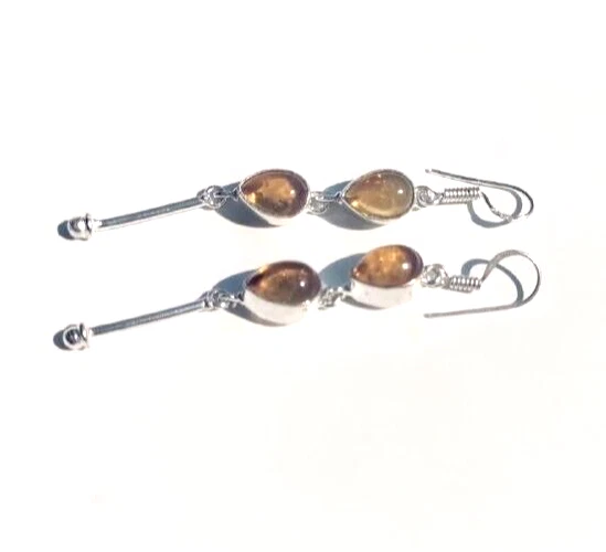 Baltic Amber Gemstone 925 Sterling Silver Handmade Ethnic Jewelry Earrings - Image 4 of 4