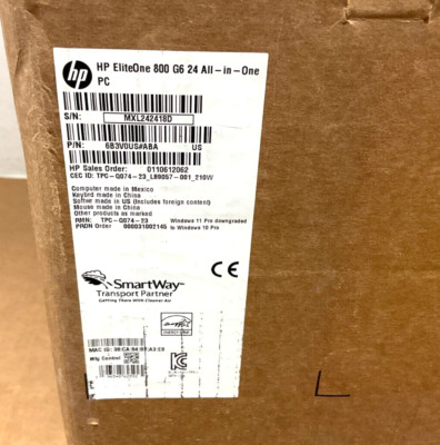 HP EliteOne 800 G6 AiO i5-10500 16GB 256GB GbE BT5.1 23.8F W10P 6B3V0US#AB NEW