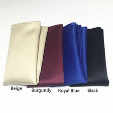 4 colors Hankerchief Pocket Square Hanky Beige, Burgundy, Royal Blue  Black
