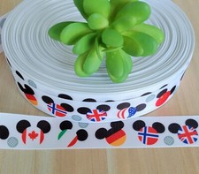 1 Inch (1 YD) Epcot Mickey Mouse Grosgrain Ribbon Theme Park Disney World Ribbon