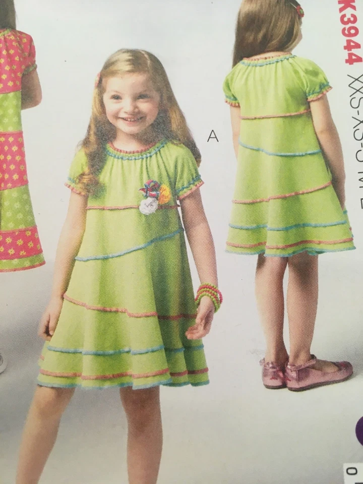 Kwik Sew K3944 Girls Dress Sewing Pattern XXS XS S M L Summer School Play Easy - Image 2 of 4