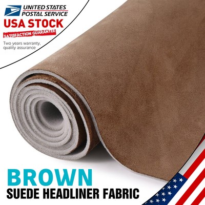 Style Headlining Brown Durable Suede Fabric Car Headliner 59''x59'' Dustproof