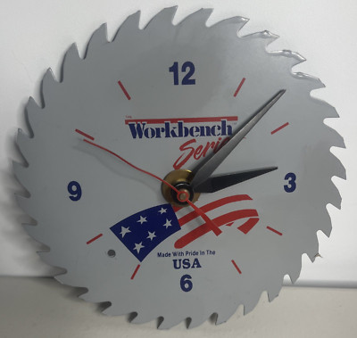 The Workbench Series Wall Clock Blade Metal USA Silver 7''-inch HMS Shop *TESTED*