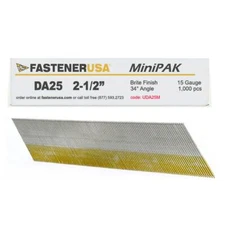 2-1/2" DA25 ANGLE FINISH NAILS 15GA BRITE 1,000ct | UDA25M