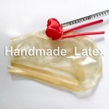 Transparent Latex Gummi Mask with Red Teeth Gag 15cm Nose Tube Rubber Hood