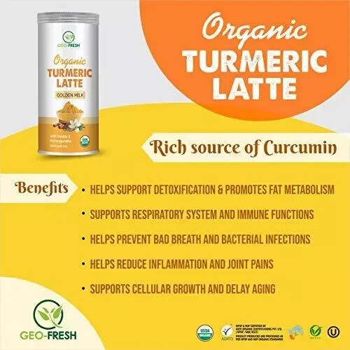 Organic Turmeric Latte Mix - 100G | with Vanilla Flavour Golden Milk Brew Iced - Picture 3 of 8