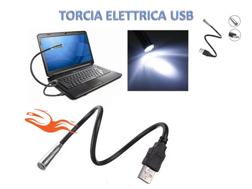 LAMPADA TORCIA A LED USB PC NOTEBOOK LUCE FLESSIBILE LETTURA DI NOTTE LAMPADINA