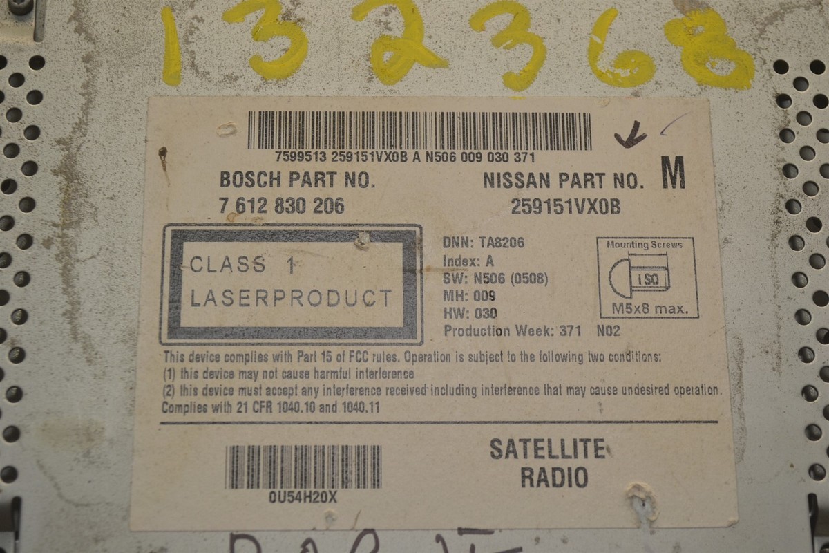 2012 Nissan Rogue Audio Stereo Radio CD 259151VX0B Player 331-14b5