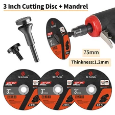 75mm Resin Metal Cut Off Wheel Disc Mandrel Arbor 1/4" Shank Set For Rotary Tool