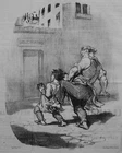 Career of letters: Lithograph by Daumier: series: "les Papas" (P 19)
