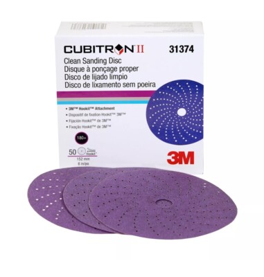 3M 31374 Cubitron II Hookit 6  Disc 180+ Grit Abrasive Sanding Disc Paint (50ct)