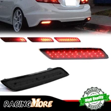 Sequential Signal LED Brake Lamps Foglight For 2013-2015 Honda Civic, Black Lens