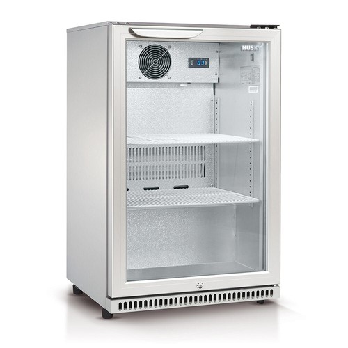 Husky 118L Glass Door Outdoor Bar Fridge/Drinks Chiller in Silver (HUS