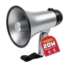 20W Megaphone Bullhorn, Built in Siren  240s Recording, 5.4" 8.6" Portable M...