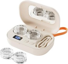 Ultrasonic Contact Lens Cleaner: Rechargeable Travel Case with Dual Modes Mirror