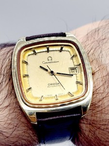 Authentic [WORKS] 36mm Omega Constellation Rare TV Dial Automatic Gold Plated Watch
